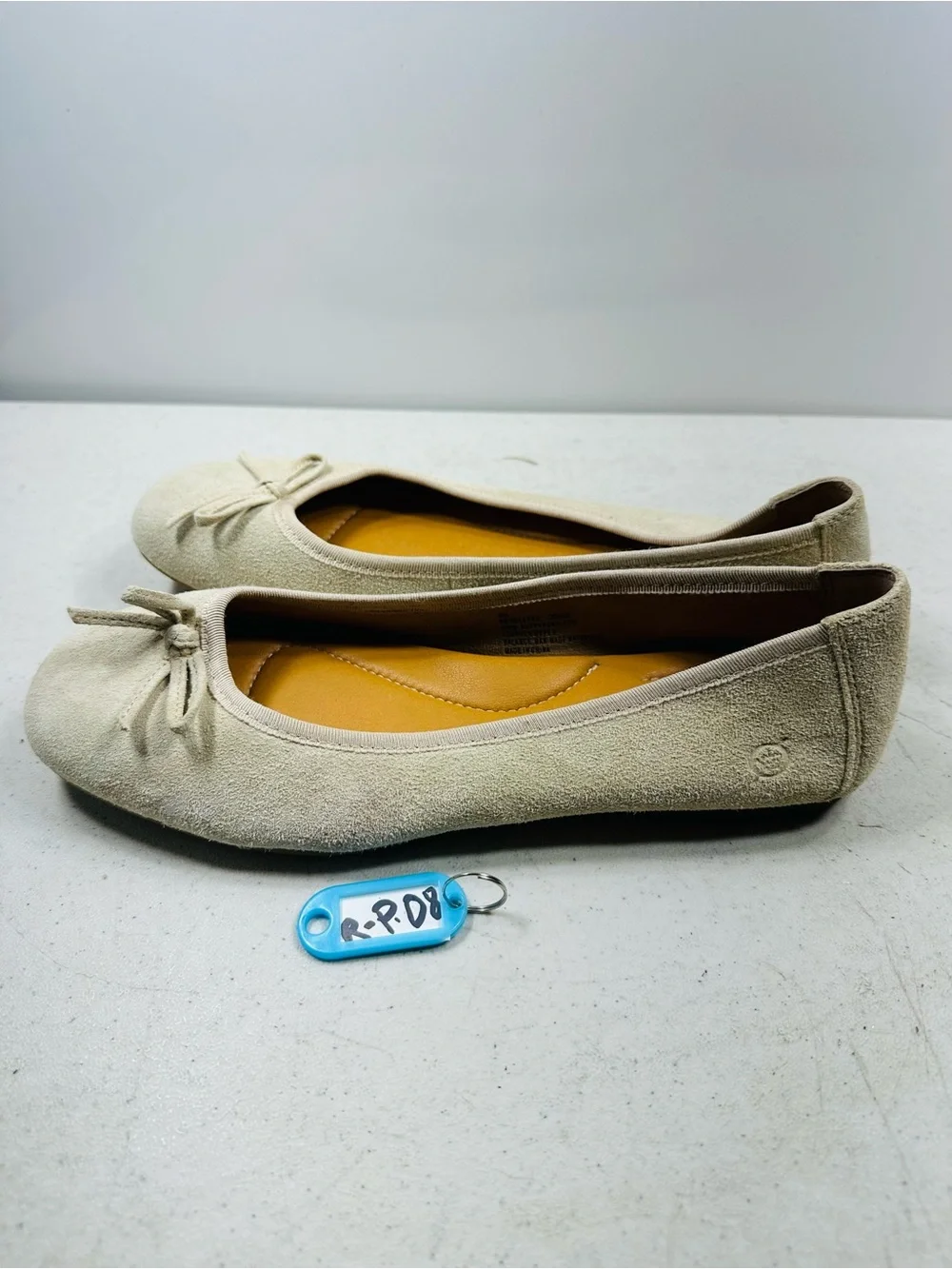 Born Brin Ballet Flat Womens 9M Natural Beige Suede Bow Comfort Slip On Shoes